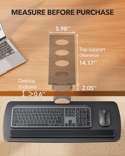 HUANUO Keyboard Tray Under Desk, 360 Adjustable Ergonomic Sliding Keyboard & Mouse Tray, Under Desk Keyboard Tray Slide Out, Keyboard Holder Under Desk for Typing in Home, Office Work, 25"W x 9.84"D - color: Black