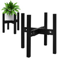 Rnined Adjustable Plant Stand Indoor,Bamboo Mid Century Modern Plants Stands, Stable Plant Holder,Fit 8 9 10 11 12 inch Pots (Pot & Plant Not Included)(Black) - color: Black