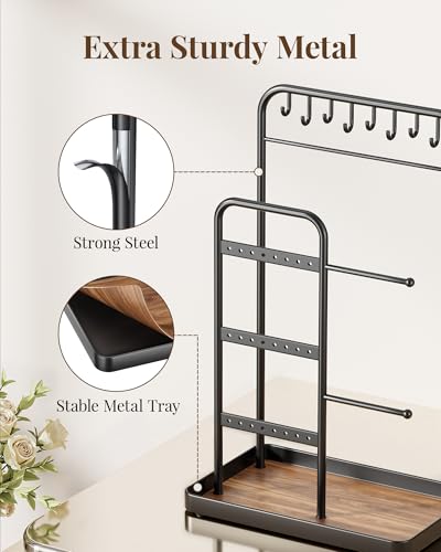pickpiff Jewelry Holder Stand: Jewelry Display for Necklace, Bracelet, Earring, Ring, Black - color: Black