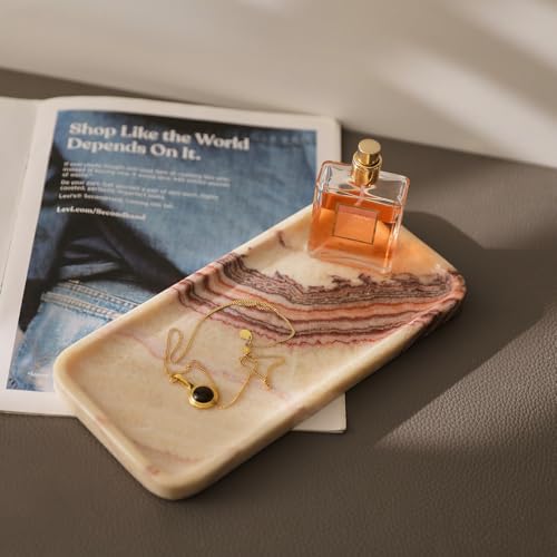 Natural Marble Jewelry Tray, Key Tray For Entryway Table, Jewelry Dish Trinket Tray for Home Décor, Ring Holder for Women Gift - color: Bohemian
