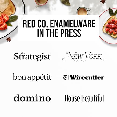 Red Co. 11 x 9 Enamelware Metal Classic 2 Quart Rectangular Serving Tray, Distressed Cream/Black Rim - color: Distressed Cream/Black Rim