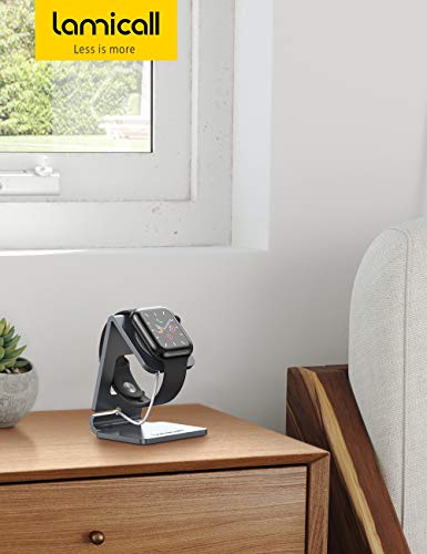 Lamicall Stand Suit for Apple Watch, Charging Stand : Desk Watch Stand Holder Charging Dock Station, Gift Compatible with Apple Watch Series SE 11/10/9/8/7/6/5/4/3/2/1, 44mm/42mm/40mm/38mm - Gary - color: 3-Grey