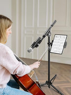 elitehood Aluminum Dual Ball Head Tablet Holder for Mic Stand, Adjustable iPad Mic Stand Holder, Strong Metal iPad Clamp Mount for Aircraft Yoke, Loader, Tractor, Boat, Wheelchair, Stroller, Treadmill - size: 6in - Dual Ball Joint
