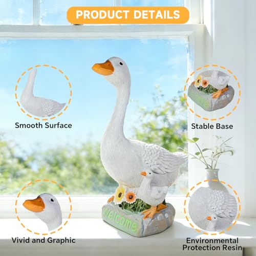 Desk Goose Figurines 9.5 Inch Desktop Goose Statue Garden Statues & Sculpture for Patio, Porch, Office and Lawn, Memorial Stone and Gifts for Mom Goose Lover - color: Goose