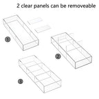 HIIMIEI 3 Section Clear Acrylic Drawer Organizer Tray, Office & Makeup Drawer Organizer (11.8x4.3 inch) - size: 4'' x 12''