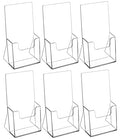 MaxGear Acrylic Brochure Holder 4 Inch, Clear Plastic Countertop Literature Holders, Trifold Flyer Display Stand for Pamphlets, Booklets, Magazines, Menus, Multi Purpose Organizer for Office, 6 Pack - size: 4''x9'', style: 6 Pack