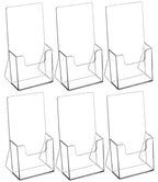 MaxGear Acrylic Brochure Holder 4 Inch, Clear Plastic Countertop Literature Holders, Trifold Flyer Display Stand for Pamphlets, Booklets, Magazines, Menus, Multi Purpose Organizer for Office, 6 Pack - size: 4''x9'', style: 6 Pack