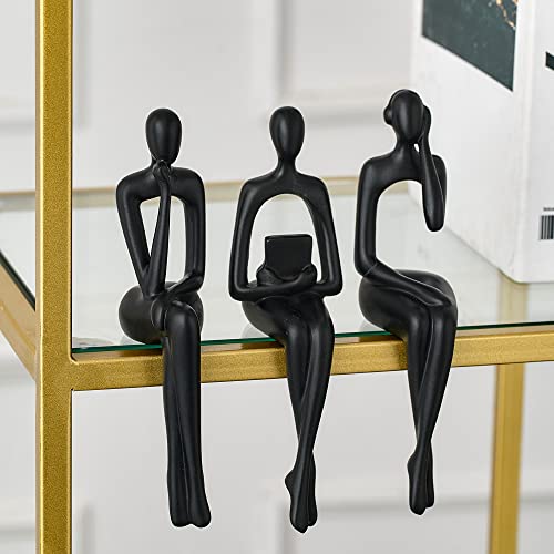 XINXUAN Black Statue Home Decor - Modern Bookshelf & Desk Decor - 3 Piece Set - color: Black