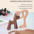 Men and Dog Figurines Decorativa Wooden Gift Home Décor Accents,Wood Sculpture Puppy and Human Statue Figurine Office Home Decor Sculpture,Wooden Puppy Figurines for Dog Lovers