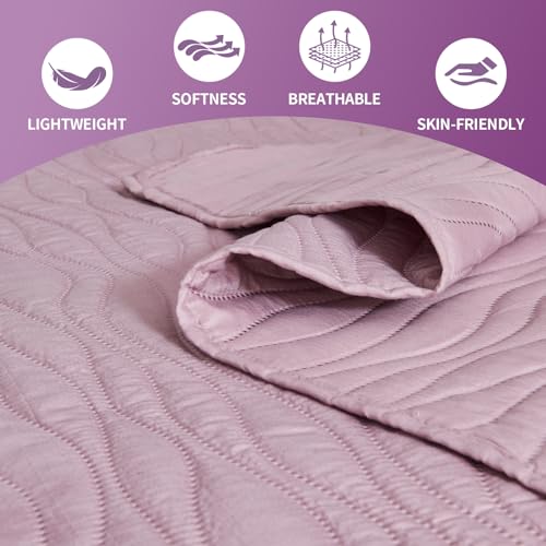 JYHOPE Baby Pink Twin Quilt Set 68x90 Lightweight Microfabric Bedspread, 3-Piece Quilt Bedding with Pillow Shams, Summer Cooling Quilts, Ribbon Wrapped Gift - color: Wood Pattern-pink, size: Twin(68x90)