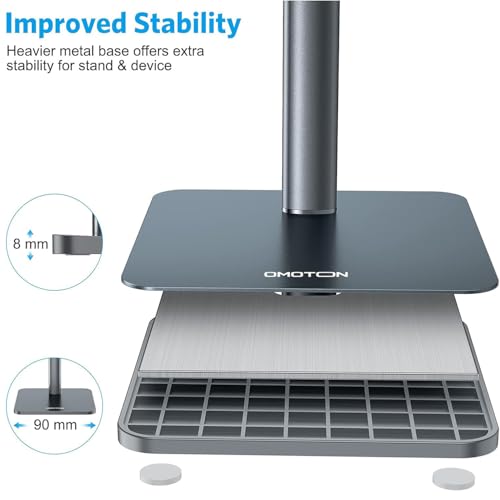 OMOTON Cell Phone Stand, Adjustable Angle Height Desk Phone Dock Holder for iPhone Air/17 Pro Max/ 11 Pro/XS Max/XR, Samsung Galaxy S20 / S10 / S9 / S8 and Other Phones (3.5-7.0-Inch), Gray - color: Gray
