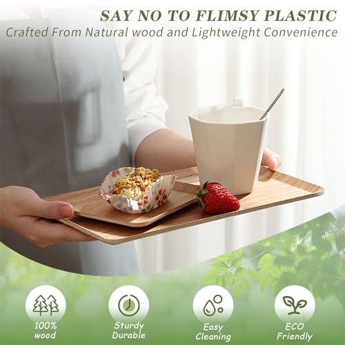 Wooden Trays for Eating, Decorative Serving Trays for Party, Great for Tea Tray, Bar Tray, Breakfast Tray - 6 x 11 Inch