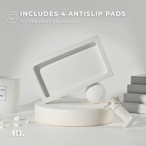 MaisoNovo Concrete White Tray for Bathroom CounterTop | Bathroom Trays for Counter | Soap Tray for Kitchen - color: White Tray