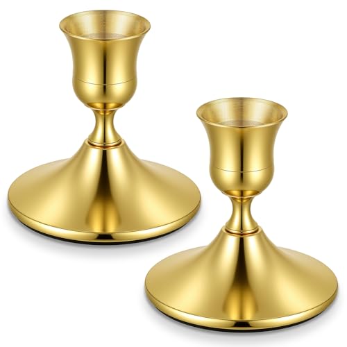 2 Pcs Candle Holders, Vintage Metal Taper Candle Holders Candles Stick Holder Decor for Home Wedding Party Anniversary Housewarming Gifts for Women Men(Bronze) - color: Bronze