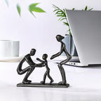 Rustic Family Figurines Family of Three Sculptures Parents and Kid Statue for Bedroom Décor Cast Iron Family Sculpture for Living Room Decor Gifts for Family Unique Art Piece Modern Home Décor - style: Family of Three Sculptures