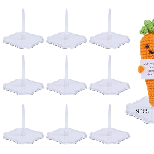 9Pcs Crochet Doll Stand,For 2 Inch to 5 Inch Small Crochet Doll,Amigurumi Stands,Emotional Support Pickle Base,Emotional Support Crochet Display Holder,Home Decorative Showcase Holder(Clover) - color: Clover