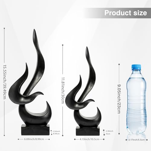 Gold Fire Flame Sculpture, Modern Abstract Resin Statue, Art Statue Home Decor for Living Room TV Stand Coffee Table Shelf Accents Decor.（Small） - color: Black, size: Medium