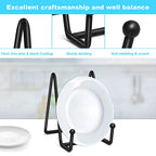 Ouskr 4 Pcs 4-1/4 Inch Plate Stands for Display, Metal Iron Picture Frame Holders Stand for Book Photo Small Easels Plaque Dish Art Tabletop Decorative Black
