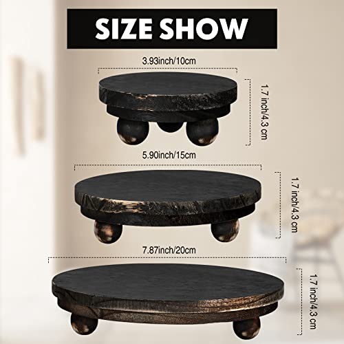 Amyhill 3 Pcs 8/6/4 Inch Wooden Risers for Display Wood Pedestal Stand Mini Tray Stand Round Wooden Pedestal Holder Rustic Riser for Decor Tiered Tray Decor Home Kitchen(Black) - color: Black, size: 8/6/4 Inch
