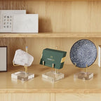 MAQUITA 6 Pcs Acrylic Easel Display Stand, Crystal Acrylic Easel Geode Stand with Adjustable Metal Arms, Rock Display Crystal for Gemstones Fossils Minerals (2.4 × 2.4 × 3.82 Inch)
