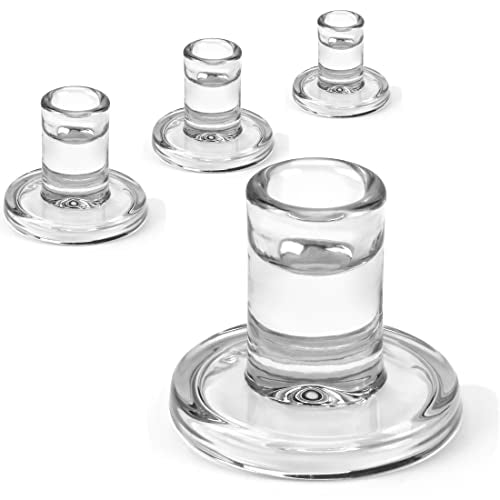 4pcs Taper Candle Holders, Glass Crystal Candlestick Holders Bulk, Clear Candle Holders for Dining Table Centerpiece - color: Transparent 4pcs