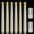 Homemory 6 Pcs Waxy Flameless Taper Candles with Remote, Flickering Battery Operated Candlesticks, Led Fake Candles Tall Candle for Home, Wedding, Party, Ivory, 9.6 inches - style: Classic - Ivory 9.6"