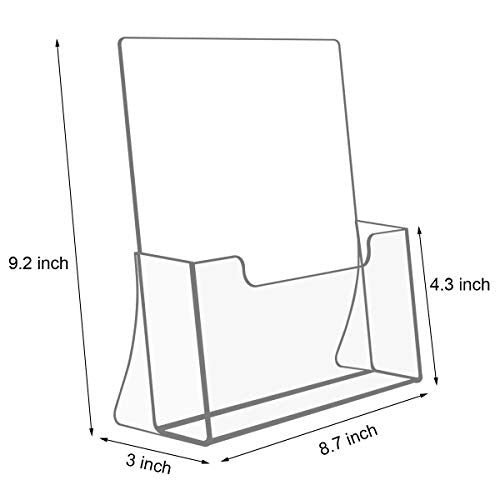 NIUBEE 6 Pack Acrylic Brochure Holder 8.5 x 11 inches, Clear Acrylic Literature Holder Plastic Flyer Display Stand, Acrylic Countertop Organizer for Magazine, Pamphlet, Booklets, Menu, Journals - size: 8.5" x 11", style: 6 Pack