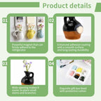 6 Packs Mini Ceramic Vase Magnets for Fridge, Fingertip Vase, Cute Tiny Plant Vase Fridge Magnets for Kitchen Refrigerator Office Locker Decoration with 6 Fake Flowers