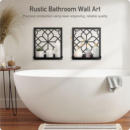 Black Metal Wall Candle Holder Set of 2, Minimalist Rustic Aesthetics Wall Art Decor for Living Room Bedroom Bathroom (11.8 x 13 in) - color: Black- Classical