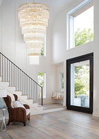 Extra Large Long Brass Chandelier for High Ceiling H68 Modern 7 Tiers Glass Staircase Chandelier Foyer Entryway Lighting Pendant Light Fixture for Grand Living Room Stairway Hall - size: XL Brass (39" x 68")