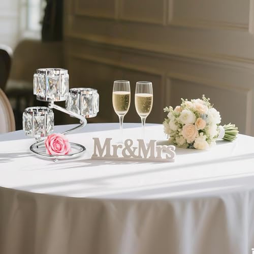 Metal 3 Arm Crystal Candle Holder - Tea Light Centerpiece Candle Holder, Votive Holder with Sparkling Crystal Bowl, Suitable for Wedding, Table Centerpiece, Home Decor (1, 3 arm-Silver) - size: 3 arm-Silver