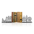 Metal City Skyline Modern Bookends, Tower of London,Big Ben Decoration, London Gifts and Souvenirs - color: London