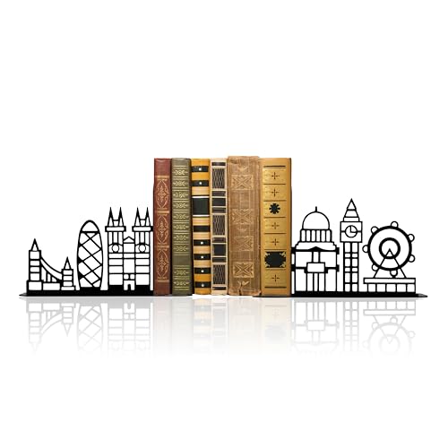 Metal City Skyline Modern Bookends, Tower of London,Big Ben Decoration, London Gifts and Souvenirs - color: London