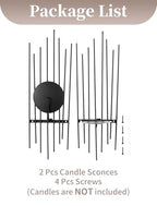 Sziqiqi Wall Candle Holder Black: Wall Candle Sconces Set of 2 for Pillar - Modern Sconces Decor for Living Room Bedroom Bathroom Fireplace Shelf