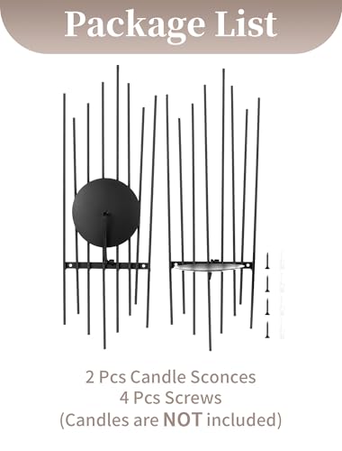 Sziqiqi Wall Candle Holder Black: Wall Candle Sconces Set of 2 for Pillar - Modern Sconces Decor for Living Room Bedroom Bathroom Fireplace Shelf