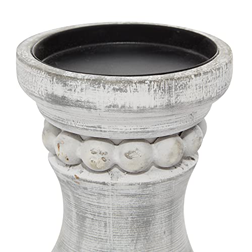Deco 79 Wood Solid Candle Holder, Set of 3 12", 9", 7"H, Gray - color: Gray, size: S/3 12", 9", 7"H