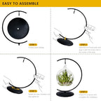YY YEARCHY Ornament Display Stand for Hanging Glass Globe Ball Air Plant Flower Holder Metal Round Decorative (1, Black, 7.8"x4") - size: 7.8"x4"