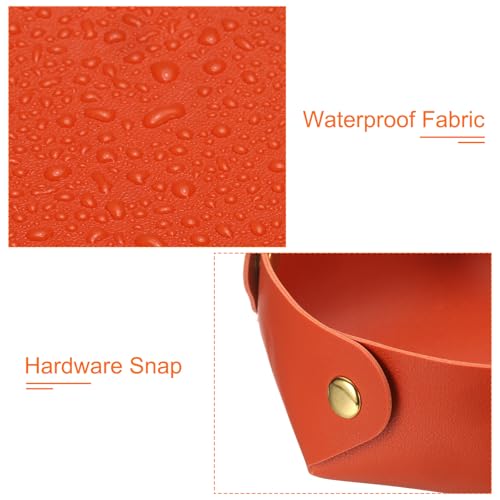 uxcell 2 Pcs Valet Tray for Women and Men, PU Leather Jewelry Tray Entryway Table Bedside Nightstand Catchall Storage Organizer for Jewelry Key Coin Watch Wallet (2 Size, Orange) - color: Orange