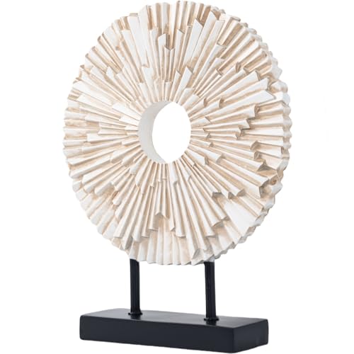 Minimalist Round Statue Above Cabinet Decor Kitchen, Modern Decorative Sculpture Home Decorations for Living Room Coffee Table, Office Decor Items, Center Pieces Decoration (White) - color: White