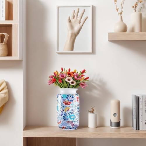 3D Puzzle Vase, 162 Curved Pieces DIY Flower Vase Craft Kit & 3D Puzzles for Adults, Creative Jigsaw Art Project Home Décor Centerpiece, (D-White Blossom Elegance)