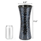 Cididu Mosaic Flower Vase, 11.6 inch Glass Black Vases for Centerpieces, Handmade Modern Decorative Tall Vase, Glitter Mosaic Vases for Home Decor Wedding Flower Arrangeme Birthday