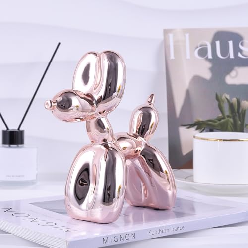 Pink Balloon Dog Decor,Balloon Animal Shelf Decor Preppy Room Decors,Cute Statue Home Decors, Bedroom Modern Sculpture Desk,Office Gold Decorations Small Figurines - color: Pink, size: 16.5*18.5*6.3inch