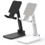 Cell Phone Stand, Adjustable Angle and Height Cell Phone Holder for Desk, Foldable and Portable, Anti-Slip Silicone Pad, Compatible with All Mobile Phones and 4-8 Inch Devices (Black&White) - color: Black&White