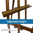 A - Frame Wooden Display Easel with Wheels - Adjustable Lyre Beechwood Studio Easel Stand Holding Canvas Up to 90", Inclinable Artist Floor Painting Easel for Artwork Painting, Brown - color: Brown