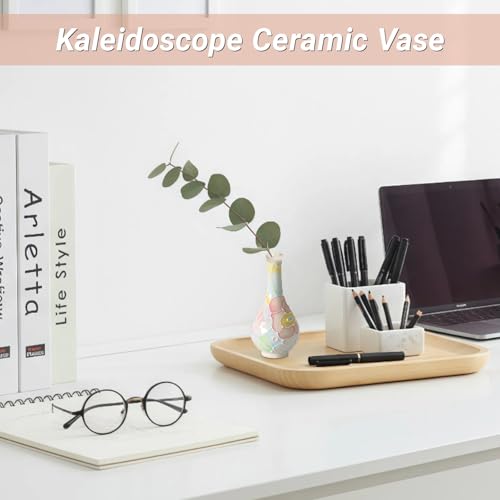 Mini Ceramic Vase Hand-Painted Glazed Vase Light-Colored Small-Mouth Vase Office, Living Room, Coffee Table, Study, Lounge