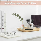 Mini Ceramic Vase Hand-Painted Glazed Vase Light-Colored Small-Mouth Vase Office, Living Room, Coffee Table, Study, Lounge