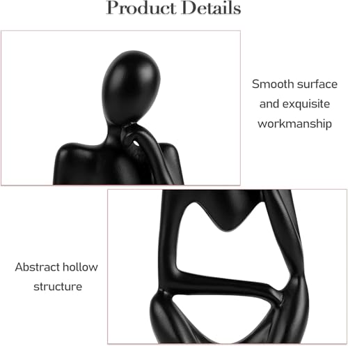 Creative Resin Thinker Minimal Abstract Art Sculpture Statue Figurines Home Office Bookshelf Desktop Decor (Black, Right, Small) - color: Black, size: Right, Small