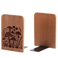 Mushroom Gifts, Mushroom Bookends, Bohemia Style Heavy Duty Wooden Bookends for Shelves Decorative(1 Pair, 4.72x6.69 Inches)
