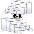 Aheroi Large Acrylic Risers, 10 Pcs 2 Set(7”L~8”L~9”L) Riser Display Shelf, Clear Rectangular Display Stands Set, Transparent Shelves for Decor, Showcase Holder for Cupcake