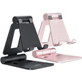 Nulaxy 2 Pack Dual Folding Cell Phone Stand, Fully Adjustable Foldable Desktop Phone Holder Cradle Dock Compatible with iPhone 17 16 15 14 13 12 Pro Max Xs Xr, All Phones, Black & Rose Gold - color: B-Black & Rose Gold